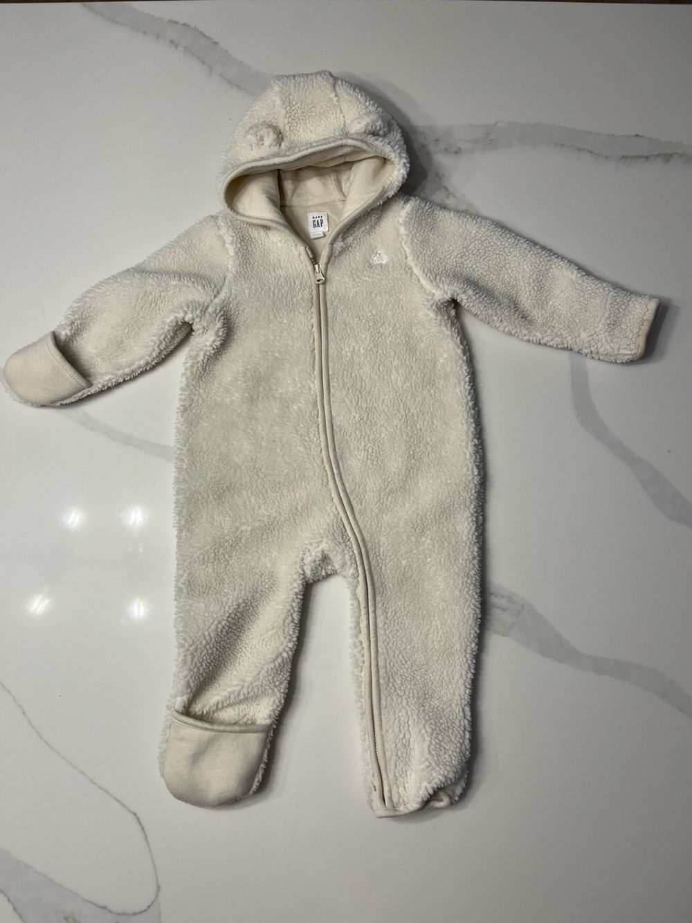 GAP Baby Hooded Sherpa Off-White 6-12M